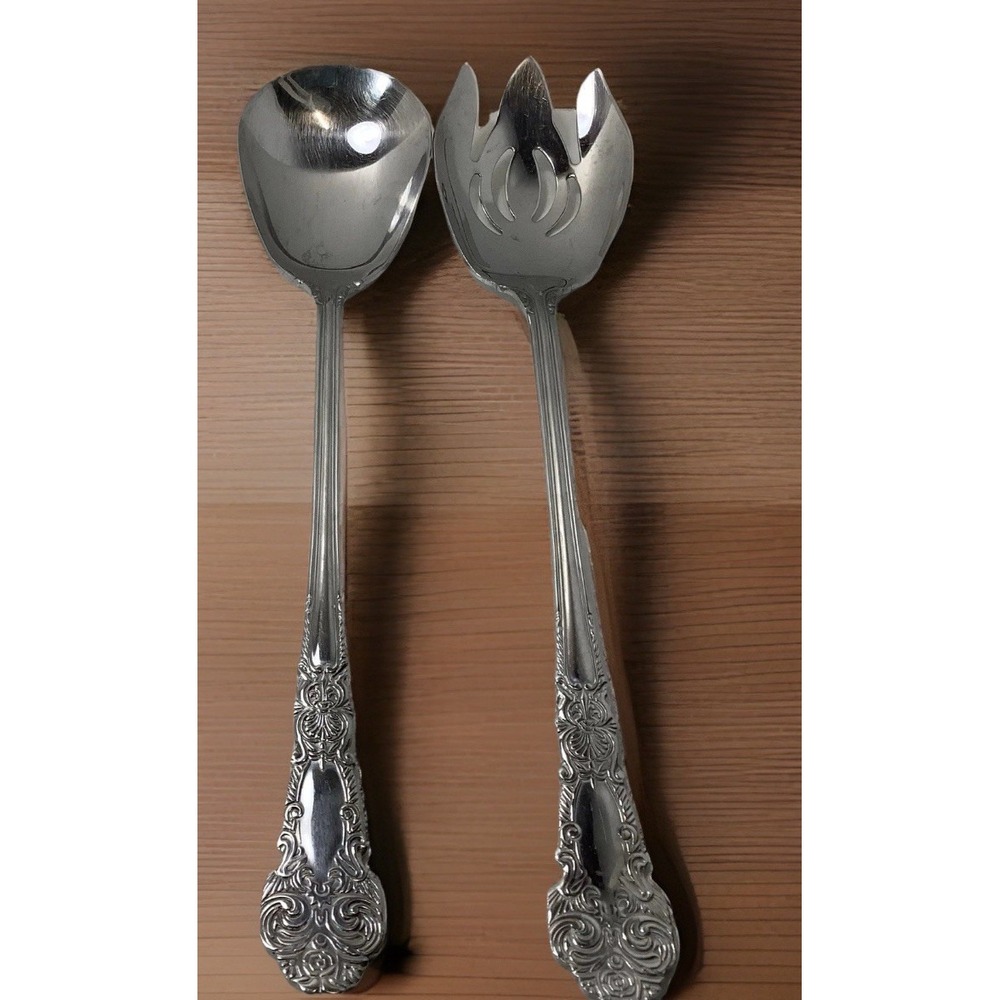 Rare Reed & Barton 18/10 Stainless‎ Casserole Spoon & Fork 12" Renaissance